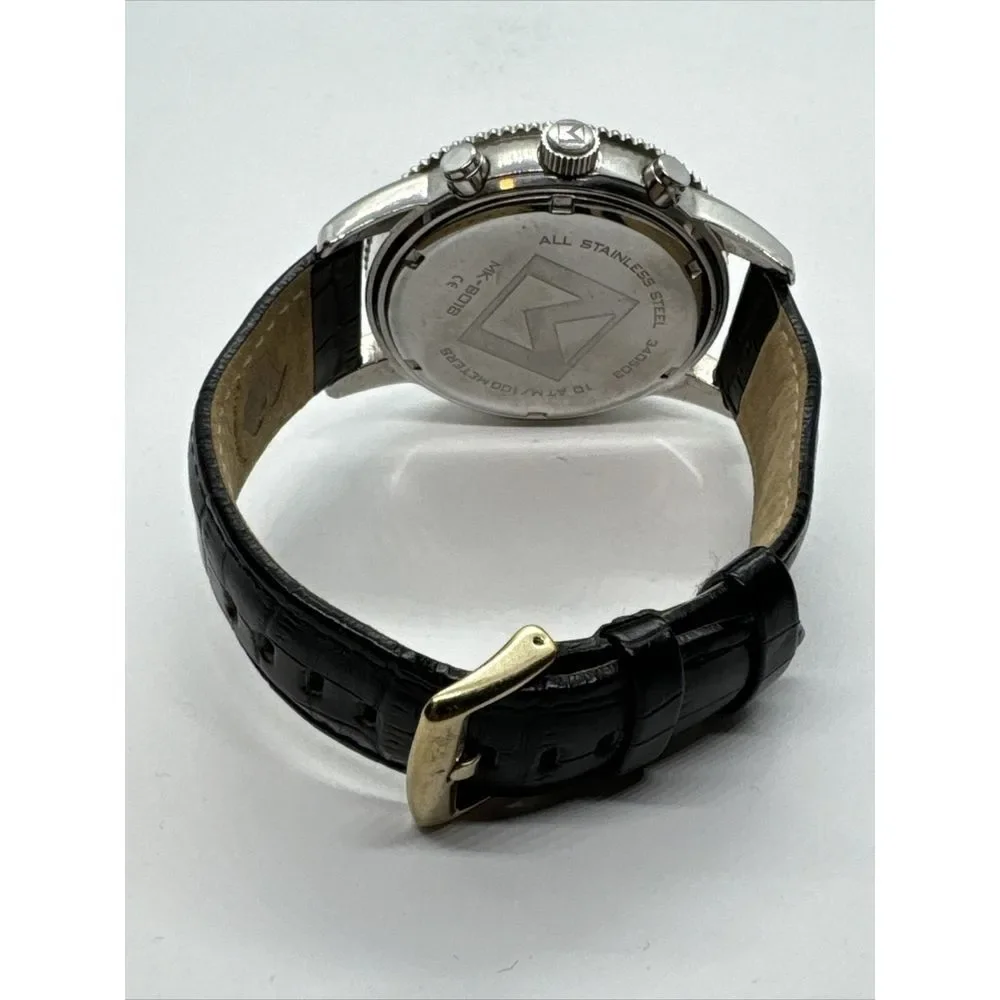 Michael Kors MK8018 Men's Black Leather Analog Dial Quartz Genuine Watch JNA851